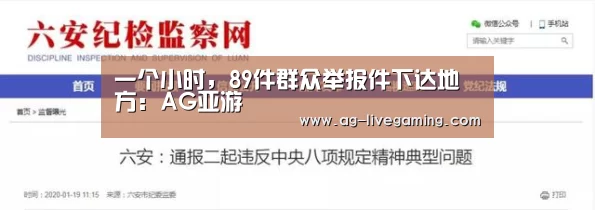 一个小时,89件群众举报件下达地方:AG亚游(图1) AG真人
